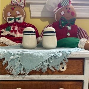 Elegant White and Blue Salt and Pepper Shakers